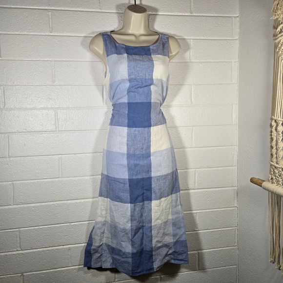 J. Jill Love Linen Gingham Plaid Check Tie Waist Midi Classic Capsule Small - Picture 7 of 8